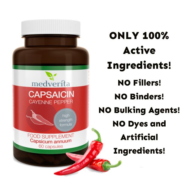 CAPSAICIN 100 pure extract of CAYENNE PEPPER 60 capsules Healthy food shop UK buy natural