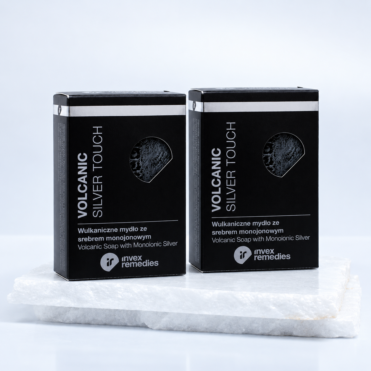 Two INVEX REMEDIES Volcanic Soap bars with Monoionic Silver Ag100 – 2 x 100g